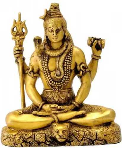 Polished Brass Sitting Shiva Statue