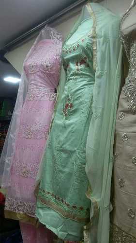 Green And Pink Fancy Designer Dupatta Suit