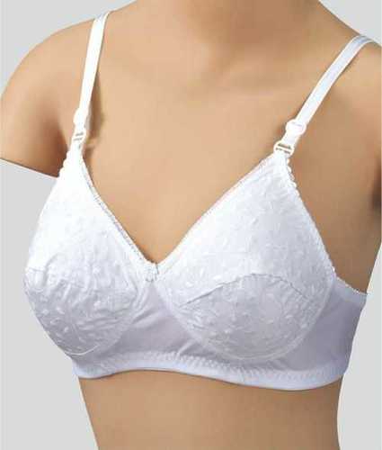 White Pure Cotton Bra With Chicken Embroidery at Best Price in