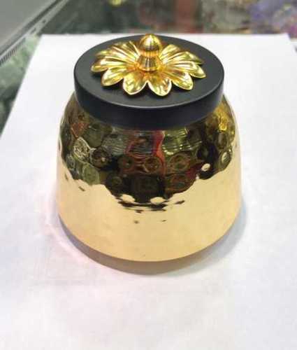 Golden Dry Fruit Bowl With Cap