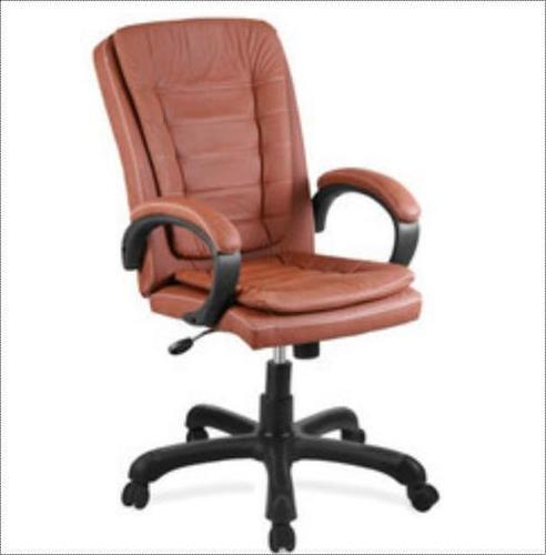 Medium Back Brown Leather Office Chair