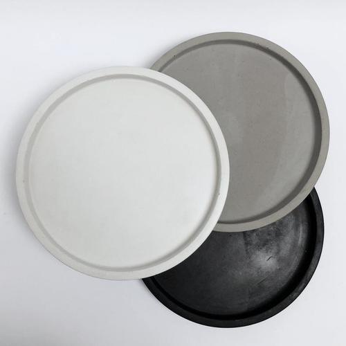 Grey Color Large Round Concrete Tray