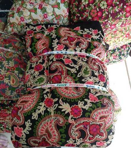 Attractive Look Embroidery Fabric - Multi Color, 44-56 Inch Width | Washable, Smooth Texture, Embroidered Pattern for Garments