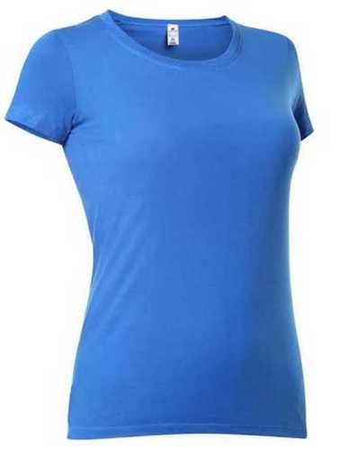 Blue Ladies Cotton Short Sleeves T Shirt