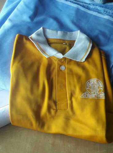 Cotton Yellow Color School T Shirt