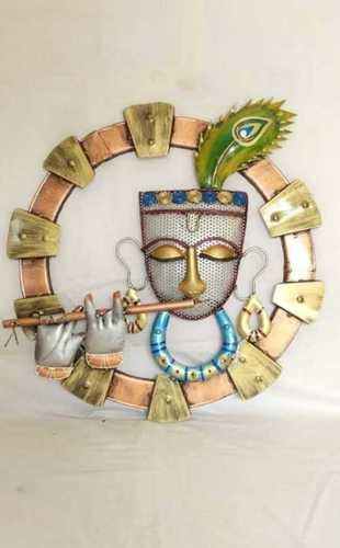 Handmade Metal Lord Krishna Wall Mounted And Hanging Art