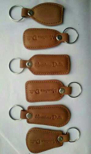 Multicolor Customized Brown Leather Keychains