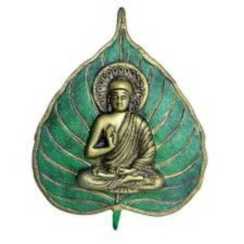 Green And Golden Home Decorative Leaf Budha