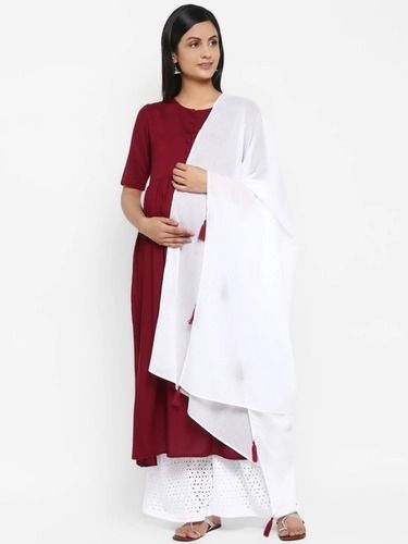 Wine Maternity Plazo Kurta Set