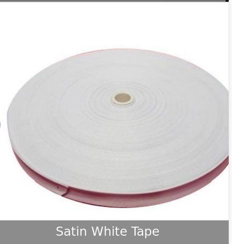 Plain Satin White Tape Length: 100  Meter (M)