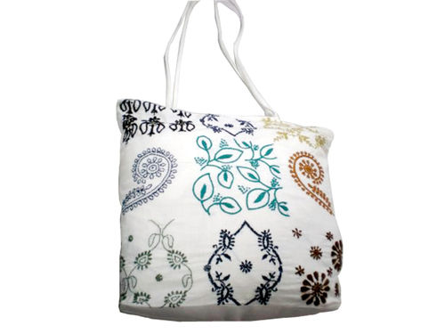 White Ladies Chikankari Embroidered Indian Handmade Bags