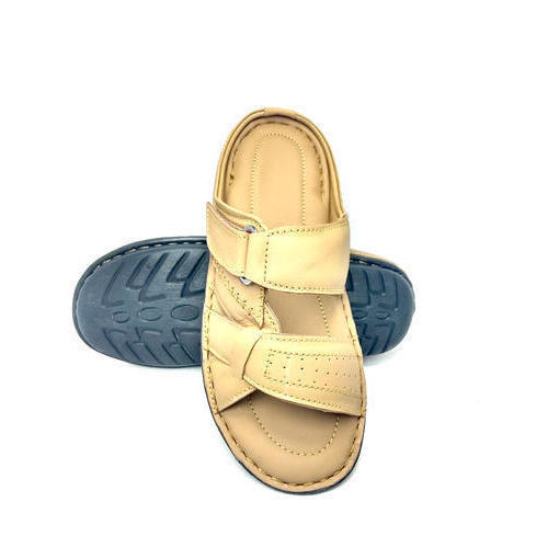 Pale Yellow Attractive Pattern Mens Leather Sandal