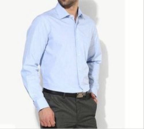 Blue Mens Cotton Plain Shirts