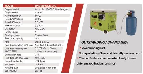 Diesel And Lpg Generator