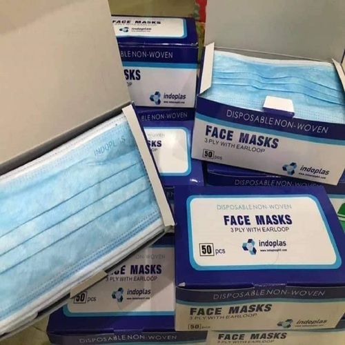 Blue And White 3 Ply Non Woven Medical Surgical Disposable Face Mask