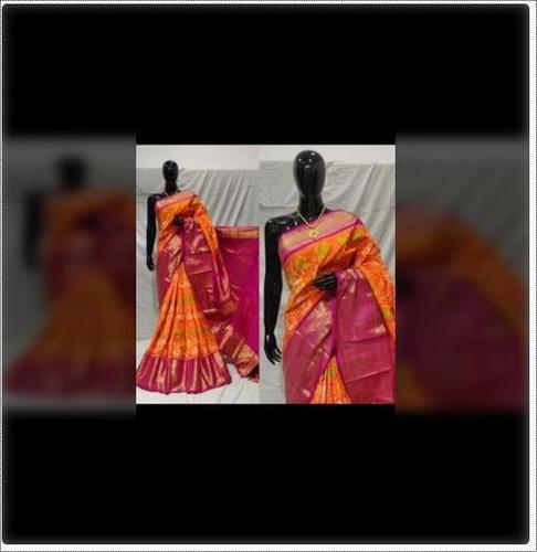 Multicolor Exquisite Design Ladies Ikkat Jacquard Silk Saree