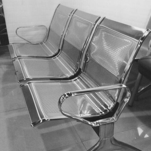 Silver Stainless Steel Waiting Chair 