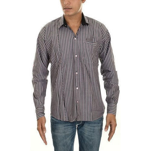 Mens Full Sleeve Striped Cotton Shirt