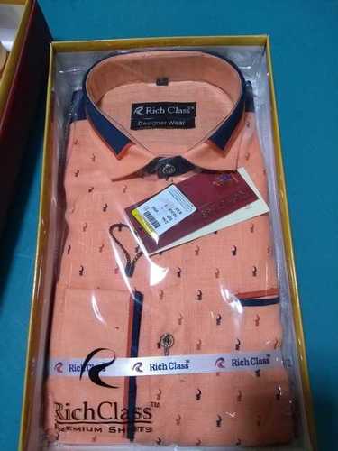 Orange Designer Mens Party Wear Shirt