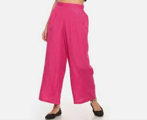 Stitched Plain Pink Ladies Palazzo