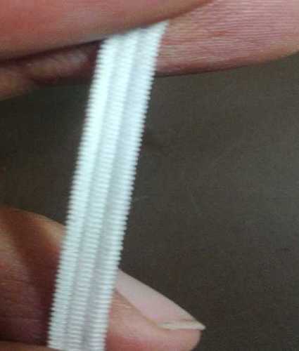 Flat And Round Mask Elastic - Width 4mm, Rubber Composition (3 Rubber & 2 Rubber), Color White | High Tenacity for Enhanced Durability