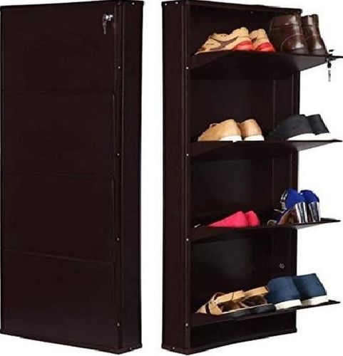 Brown 4 Shelf Wall Mounted Shoe Rack