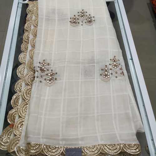 Beige Ladies Cotton Embroidered Dupatta