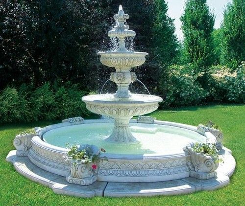 Blinking Diming Outdoor White Marble Fountain