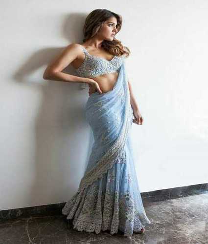 Blue Precise Design Ladies Saree