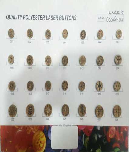 2 Hole Coconut Shell Buttons With Laser Design