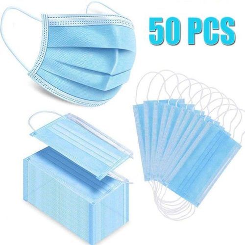 Disposable Medical Face Mask - Three Ply, Earloop Securing Method | Non Woven, White and Blue, Hospital & Clinic Use, Disposable, Recyclable