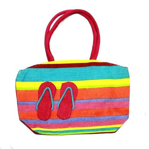 Multicolor Jute Fashion Hand Bag