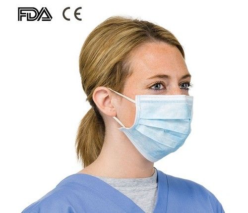 Blue And White Three Ply Pp Non Woven Mask