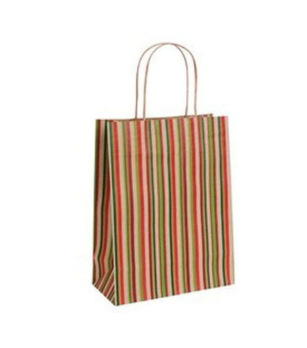 Multicolor Striped Paper Carry Bag