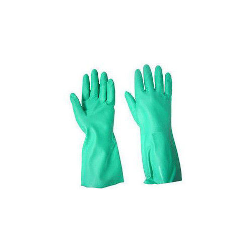 Plain Hppt Nitrile Green Hand Gloves