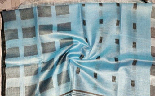 Blue Ladies Traditional Tissue Linen Sarees