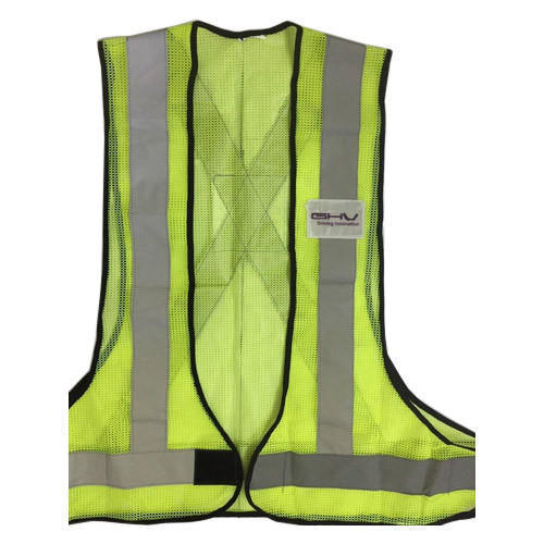 Yellow Knitted Fabric Reflective Safety Jacket