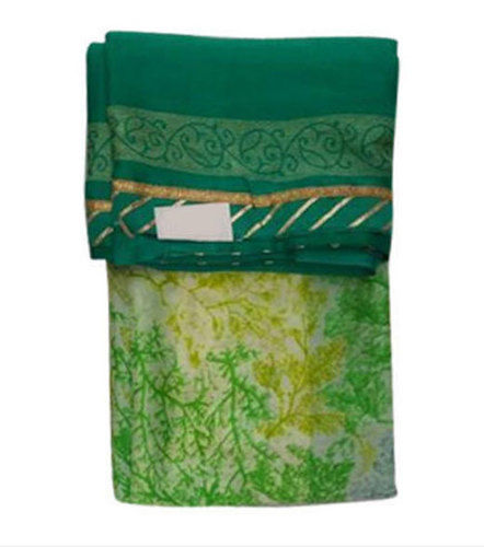 Green Ladies Cotton Silk Printed Saree