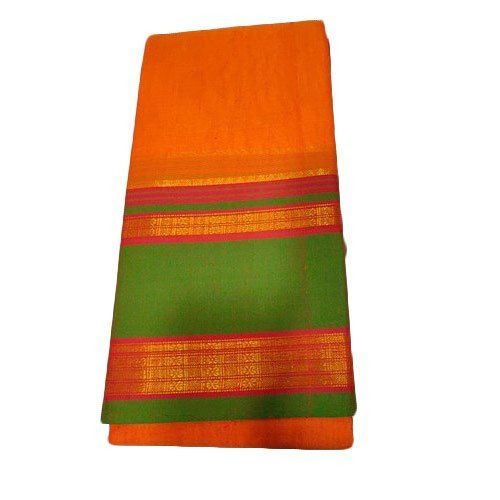 Orange Ladies Garwal Handloom Cotton Silk Sarees