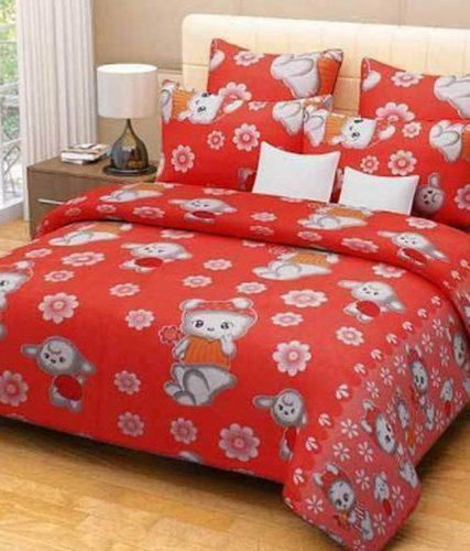 Shrink Resistant Red Printed Hotel Bed Sheet