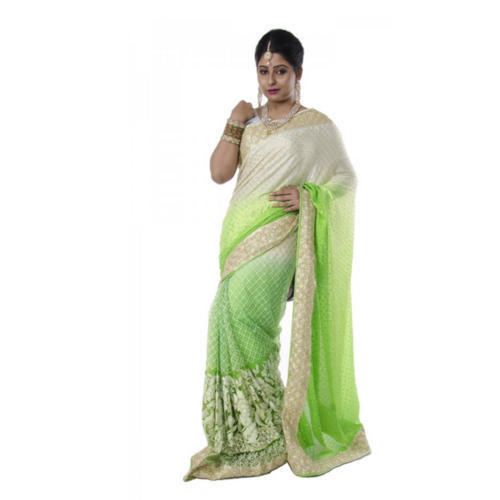 White And Green Party Wear Saree