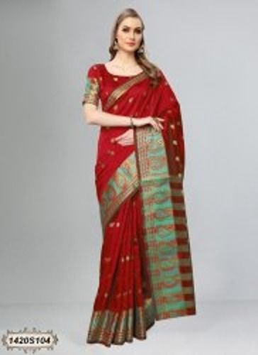 Multicolor Jacquard Weaving Border Mulberry Silk Ladies Saree