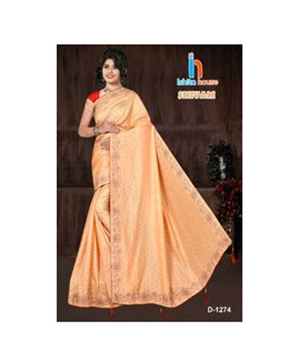 Yellow Ladies Fancy Work Saree