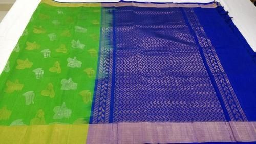 Multi Color Border Festive Wear Handloom Silk Cotton Saree With Body Butta