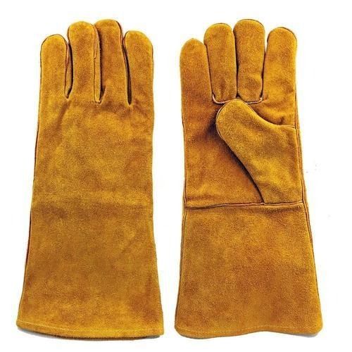 Brown/Yellow Full Fingered Welding Safety Gloves