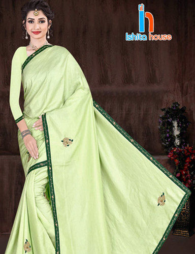 Green Ladies Formal Wear Cotton Sarees