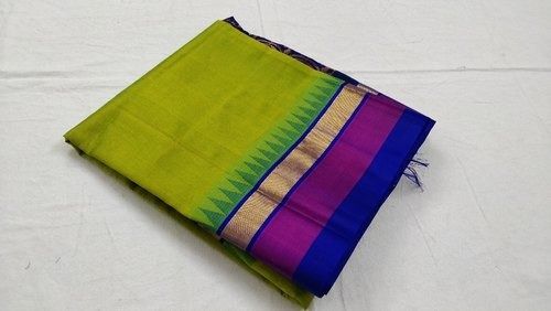 Green Wedding Wear Border Silk Cotton Sarees With Blouse