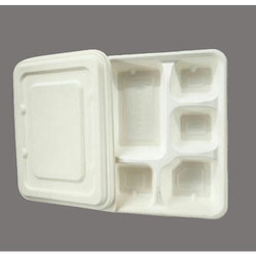 White 5 Compartment Disposable Tray