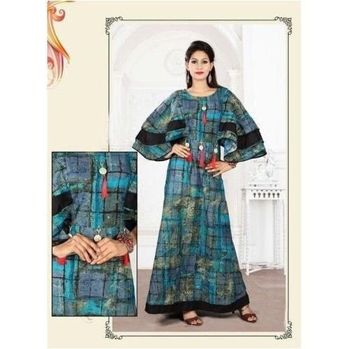 Multi Color Casual Wear Printed Cotton Long Kurti