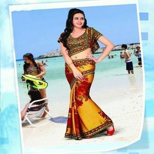 Multi Color 6M Pure Chiffon Party Wear Stylish Satin Chiffon Printed Saree (With Blouse Piece)